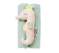 Fehn 054316 Seahorse and Muslin Cloths - Cute Grasping Toy with Rattle and Cotton Muslin Cloths - For Babies and Toddlers from Newborns Upwards - Size: 17 cm, 60 x 60 cm