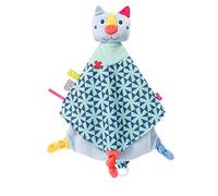 Fehn 055146 Comfort Blanket Cat Deluxe Colour Friends - Playmate, Sleep Aid & Soft Toy Cuddle Blanket with Dummy Attachment for Cuddling & Loving - for Babies and Toddlers from 0+ Months