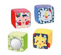 Fehn 055276 COLOR Friends Cube Set - Motor Skills Play Cube Set for Babies and Toddlers from Newborns Upwards - Size: 7 x 7 x 7 cm Each