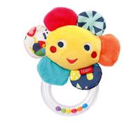 Fehn 055320 Rattle Ring Flower Colour Friends-Grasping Toy with Fabric Animal & Colourful Bead Ring for Rattling, Feeling, Playing - Promotes Targeted Grip & Motor Skills - Loyal Companion from Birth