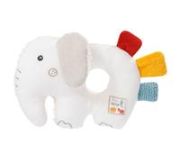Fehn 056075 Ring Gripper Elephant fehnNATUR - Organic baby toy with rattle and rustling paper for babies and toddlers from 0+ months - Size: 14 cm
