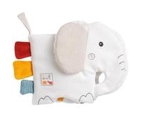 Fehn 056099 Fabric Book Elephant FehnNATUR - Organic Feelbook for Babies and Toddlers from 0+ Months - Promotes the sense of touch and self-perception - Size: 16 x 12 cm