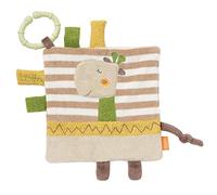 Fehn 059168 Crinkle Cloth Giraffe with Ring / Activity Rustling Cloth for Hanging with Exciting Structures for Gripping & Creating Sounds - for Babies and Toddlers from 0+ Months, Multicoloured