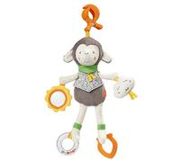 Fehn 061086 Activity Toy Sheep | Motor Skills Toy for Hanging with Mirror & Rings for Biting, Gripping and Sound | for Babies and Toddlers from 0+ Months