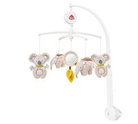 Fehn 064070 Australia Musical Mobile - Music Box Mobile with Cute Little Animals in Soft Grey - Melody of "Brahms Lullaby" - for Babies Up to 5 Months - Height : 65 cm, Diameter 40 cm