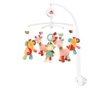 Fehn 074291 Safari Musical Mobile - Music Box Mobile with Colourful Safari Animals to Listen to and be Amazed At - for Attaching to the Bed for Babies Up to 5 Months - Height : 65 cm, Diameter 40 cm