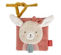 Fehn Fabric Book Rabbit - Feeling Book with Animal Motifs Made of Cotton - Eight Pages with Exciting Colours and Functions to Feel, Grip and Amaze - Crinkle Book for Home and Travel from 0+ Months