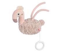 Fehn Flamingo Music Box - Cuddly Toy & Sleep Aid: Wind-up Music Box with Soft Melody "Weißt du wieviel Sternlein stehen" Soothes in Every Situation - for Babies and Toddlers from 0+ Months