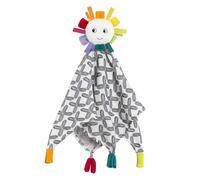 Fehn Muslin Comforter Sun - Playmate, Sleep Aid & Fabric Comforter with Cotton Muslin Cloth & Cute Toy Figure with Rattle - for Babies and Toddlers from 0+ Months