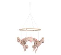 Fehn Wooden Flamingo Mobile - Wooden Mobile with Cute Fabric Figures - Sleep Aid for Calming & Activity - for Babies 0-5 Months