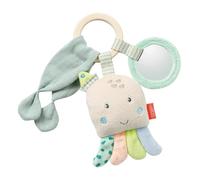 Fehn 054422 Octopus Wooden Gripper - Baby Toy with Wooden Ring, Muslin Cloth, Rattle and Mirror for Babies and Toddlers from Newborns Upwards - Size: 18 cm