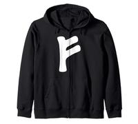 Fehu Rune Viking White Runes Alphabet Wealth Zip Hoodie