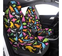 FeHuew 2Pc Cute Colorful Dinosaurs Car Seat Covers Front Seats Only Flexible Lightweight Universal Auto Full Cover Seat Protectors Accessories for Cars SUV Sedan Office Chair