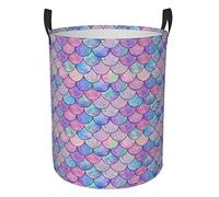 FeHuew Colorful Mermaid Scale Collapsible Laundry Basket with Handle Waterproof Fabric Hamper Laundry Storage Baskets Organizer Large Bins for Dirty Clothes,toys,Bathroom