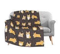 FeHuew Janpanese Dogs Shiba Inu Flannel Fleece Throw Blanket 50x60 inch Living Room/Bedroom/Sofa Couch Warm Soft Bed Blanket for Kids Adults