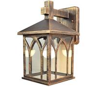 FEHUN Wall Lamps, Retro Wall Vintage Waterproof Anti-Corrosion Glass Lantern Wall Light Corridor Villa Landscape Patio Outside Decoration Aluminum Wall Lamp/Brass
