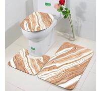 FEHWI 3 Piece Non-Slip Bath Mat Set,Luxury Thick Microfiber Shaggy Bathroom Rugs,Machine Washable Quick Dry Rugs,Absorbent,Marble,Wavy Colored Fluid Earthen Toned Unusual Classic Stylized Retro Au