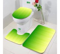FEHWI 3 Piece Non-Slip Bath Mat Set,Luxury Thick Microfiber Shaggy Bathroom Rugs,Machine Washable Quick Dry Rugs,Absorbent,Lime Green,Pin Striped Digital Background Highlight Lines Abst