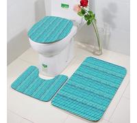 FEHWI 3 Piece Non-Slip Bath Mat Set,Luxury Thick Microfiber Shaggy Bathroom Rugs,Machine Washable Quick Dry Rugs,Absorbent,Abstract,Wavy Stripe Pattern with Grunge Design Swirls Pattern Antique siti