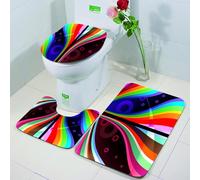 FEHWI 3 Piece Non-Slip Bath Mat Set,Luxury Thick Microfiber Shaggy Bathroom Rugs,Machine Washable Quick Dry Rugs,Absorbent,Modern, Retro Pop Art Textured New Funky