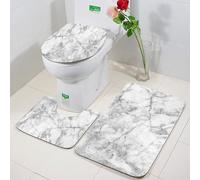 FEHWI 3 Piece Non-Slip Bath Mat Set,Luxury Thick Microfiber Shaggy Bathroom Rugs,Machine Washable Quick Dry Rugs,Absorbent,Marble,Fractured Lines Stained Grunge Surface Effects Ceramic Style Bac