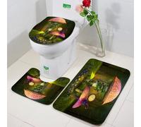 FEHWI 3 Piece Non-Slip Bath Mat Set,Luxury Thick Microfiber Shaggy Bathroom Rugs,Machine Washable Quick Dry Rugs,Absorbent,Fantasy scenery, fictional forest with giant mushrooms and fairy elves Ench