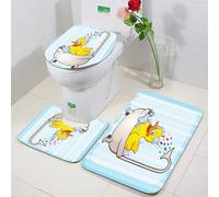 FEHWI 3 Piece Non-Slip Bath Mat Set,Luxury Thick Microfiber Shaggy Bathroom Rugs,Machine Washable Quick Dry Rugs,Absorbent,Rubber Duck Bubble Bath Cartoon Character