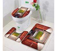 FEHWI 3 Piece Non-Slip Bath Mat Set,Luxury Thick Microfiber Shaggy Bathroom Rugs,Machine Washable Quick Dry Rugs,Absorbent,House decor, fresh natural backdrop from the train compartment window railw