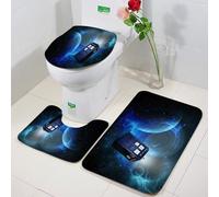 FEHWI 3 Piece Non-Slip Bath Mat Set,Luxury Thick Microfiber Shaggy Bathroom Rugs,Machine Washable Quick Dry Rugs,Absorbent,Doctor Who Theme of Movie Space Art Print