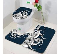 FEHWI 3 Piece Non-Slip Bath Mat Set,Luxury Thick Microfiber Shaggy Bathroom Rugs,Machine Washable Quick Dry Rugs,Absorbent,Octopus tentacles. Isolated octopus tentacles