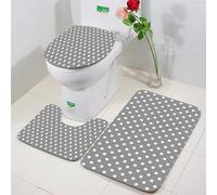 FEHWI 3 Piece Non-Slip Bath Mat Set,Luxury Thick Microfiber Shaggy Bathroom Rugs,Machine Washable Quick Dry Rugs,Absorbent,Art, textured texture white polka dot pattern on grey background