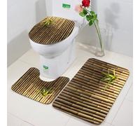FEHWI 3 Piece Non-Slip Bath Mat Set,Luxury Thick Microfiber Shaggy Bathroom Rugs,Machine Washable Quick Dry Rugs,Absorbent,Bamboo fence or wall background with green ivy.