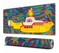 FEHWI Gaming Mouse Pad Extra Large Keyboard Mouse Mat Desk Pad Soft Smooth Surface and Anti-Slip Rubber,Yellow Submarine The Beatles Rock Band Illustration,16x29.5 in