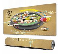 FEHWI Gaming Mouse Pad Extra Large Keyboard Mouse Mat Desk Pad Soft Smooth Surface and Anti-Slip Rubber,Traditional South Korean Motifs Inside a Khimchi Hot Pot Tourist Attractions,16x35.5 in