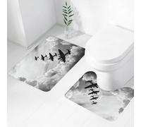 FEHWI Luxury 2 Piece Bath Mat Set Non Slip Ultra Soft Bathroom Mats Water Absorbent Bath Mats Machine Washable Rug Toilet Mat,Airplane,Retro Image of Lancaster Bomber Jets from Battle Roya