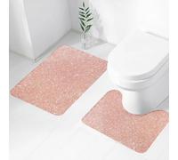 FEHWI Luxury 2 Piece Bath Mat Set Non Slip Ultra Soft Bathroom Mats Water Absorbent Bath Mats Machine Washable Rug Toilet Mat,Art, exquisite rose pink sparkle, golden tones, exuding luxury
