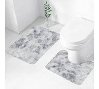 FEHWI Luxury 2 Piece Bath Mat Set Non Slip Ultra Soft Bathroom Mats Water Absorbent Bath Mats Machine Washable Rug Toilet Mat,Marble,Granite Surface Pattern with Stormy Details Natural Mineral Forma