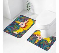 FEHWI Luxury 2 Piece Bath Mat Set Non Slip Ultra Soft Bathroom Mats Water Absorbent Bath Mats Machine Washable Rug Toilet Mat,Yellow Submarine The Beatles Rock Band Illustration