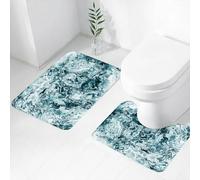 FEHWI Luxury 2 Piece Bath Mat Set Non Slip Ultra Soft Bathroom Mats Water Absorbent Bath Mats Machine Washable Rug Toilet Mat,Marble,Abstract Rock Texture Modern Stylized Retro Splashes Antique Dark