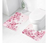 FEHWI Luxury 2 Piece Bath Mat Set Non Slip Ultra Soft Bathroom Mats Water Absorbent Bath Mats Machine Washable Rug Toilet Mat,Flowers, japanese sakura flowers blossoms eastern spring nature theme il