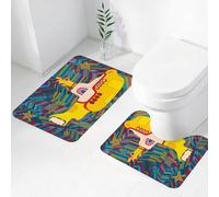 FEHWI Luxury 2 Piece Bath Mat Set Non Slip Ultra Soft Bathroom Mats Water Absorbent Bath Mats Machine Washable Rug Toilet Mat,Yellow Submarine The Beatles Rock Band Illustration