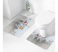 FEHWI Luxury 2 Piece Bath Mat Set Non Slip Ultra Soft Bathroom Mats Water Absorbent Bath Mats Machine Washable Rug Toilet Mat,Snowman and snow, charming wscenes for snowman and deer festival, wlands