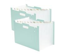 Fei Bi 2-Piece Accordion Folder Manager, 12 Grid Expansion Pages, Upright and Open Portable Monthly Bill and Receipt Managers, Color Labels, School, Home, and Office letterhead/A4 Size Green