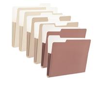 Fei Bi 6-Pack Fashionable Color Decoration Folder, Additional Capacity to Expand Letter Size Folder, (9.5 x 11.75) 1/3 Cropped Label Office Supplies, Coffee Color