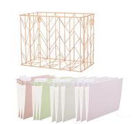 Fei Bi Hanging rose gold file organizer with 12 letter sized hanging folders, file basket, file box, storage box, office and school supplies