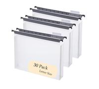 Fei Bi Large Capacity Plastic Hanging Folder, 30 Pack Reinforced Extended Hanging Folder Letter Size, Heavy 2-inch Expansion, Office Hanging Folder Organizer, White Transparent