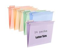 Fei Bi Tear-Resistant Plastic Hanging File Folders Letter Size, 24 Count File Organizer Suitable for File Cabinet Filing Cabinets, 1/5-cut Adjustable Tabs for Office, School