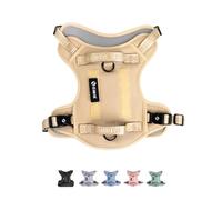Fei&Eve Dog Harness, Soft Mesh Tactical Vest Quick Connect MOLLE with 3 Leash Clips Military Grade 900D Nylon Adjustable with Handle Large Khaki