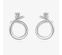 Fei Liu Iridiana Silver Plain Cubic Zirconia Swirl Earrings COR-925R-201-CZ00