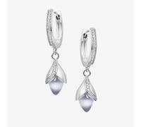 Fei Liu Magnolia Silver Cubic Zirconia Hoop Dropper Earrings MAG-925R-201-CEGY